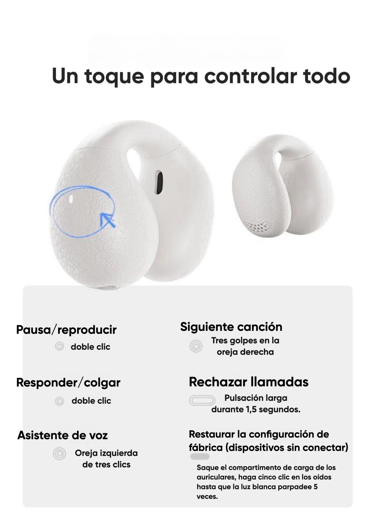 Audífonos Clip QCY Crossky C10 Bluetooth 5.4 25h IPX5 5.2g Color Negro