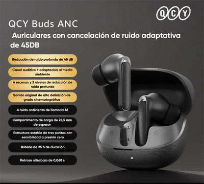 Audífonos QCY HT15 ANC 45dB Bluetooth Adaptativo Bajos Potentes