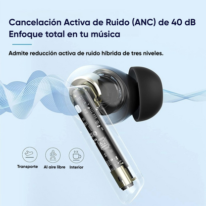Audífonos QCY HT05 ANC Bluetooth 30h 6 Micros IPX5 Negro