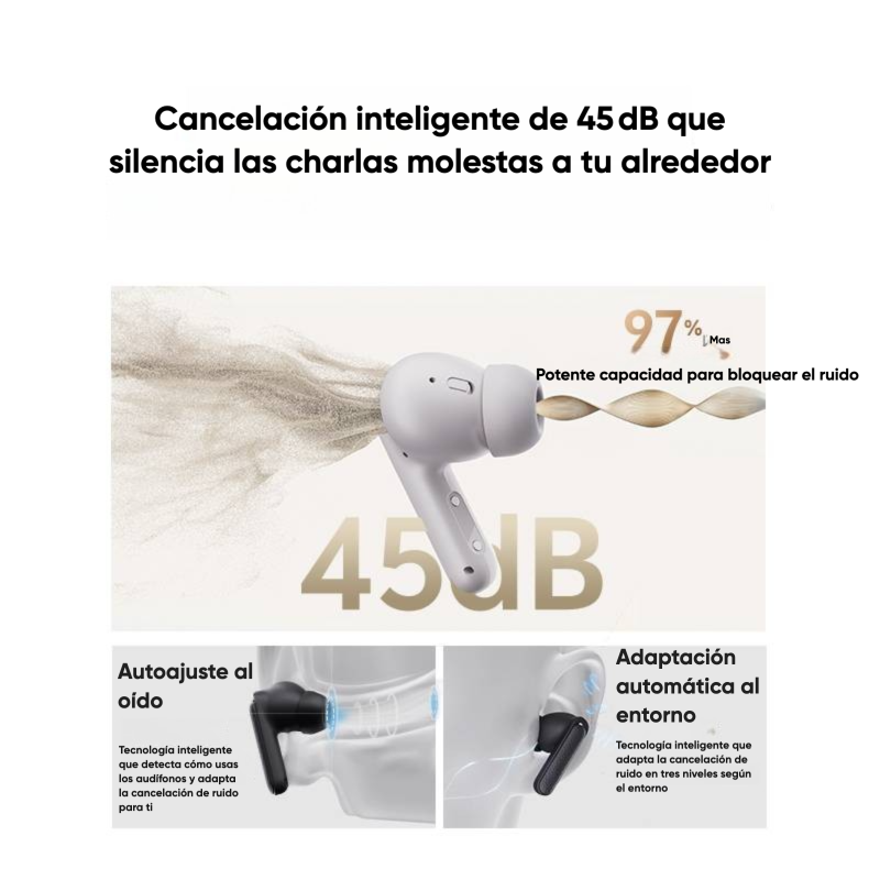 Audífonos QCY HT15 ANC 45dB Bluetooth Adaptativo Bajos Potentes