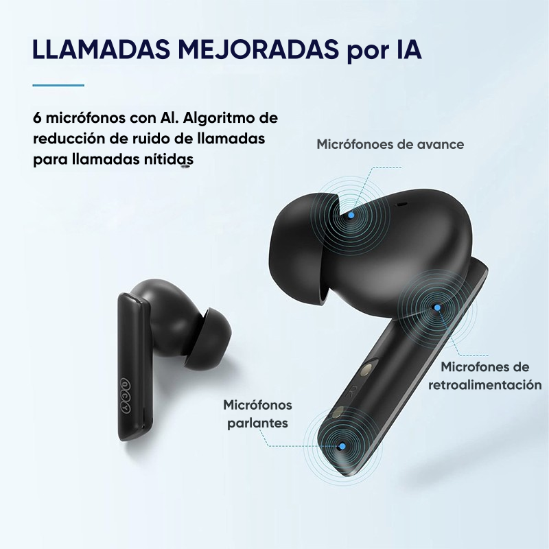 Audífonos QCY HT05 ANC Bluetooth 30h 6 Micros IPX5 Negro