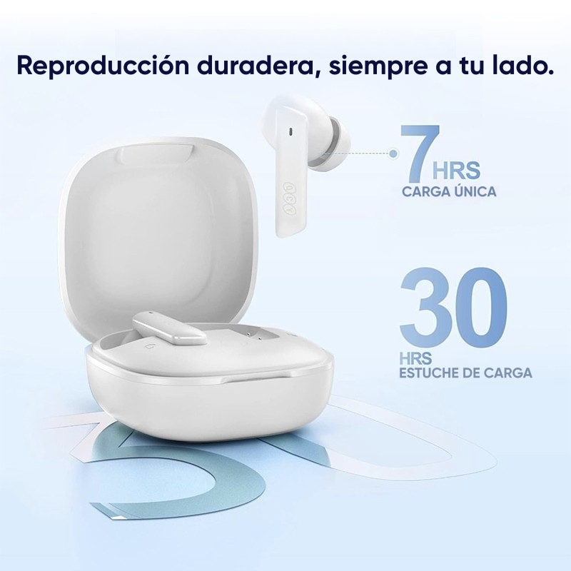 Audífonos QCY HT05 ANC Bluetooth 30h 6 Micros IPX5 Blanco