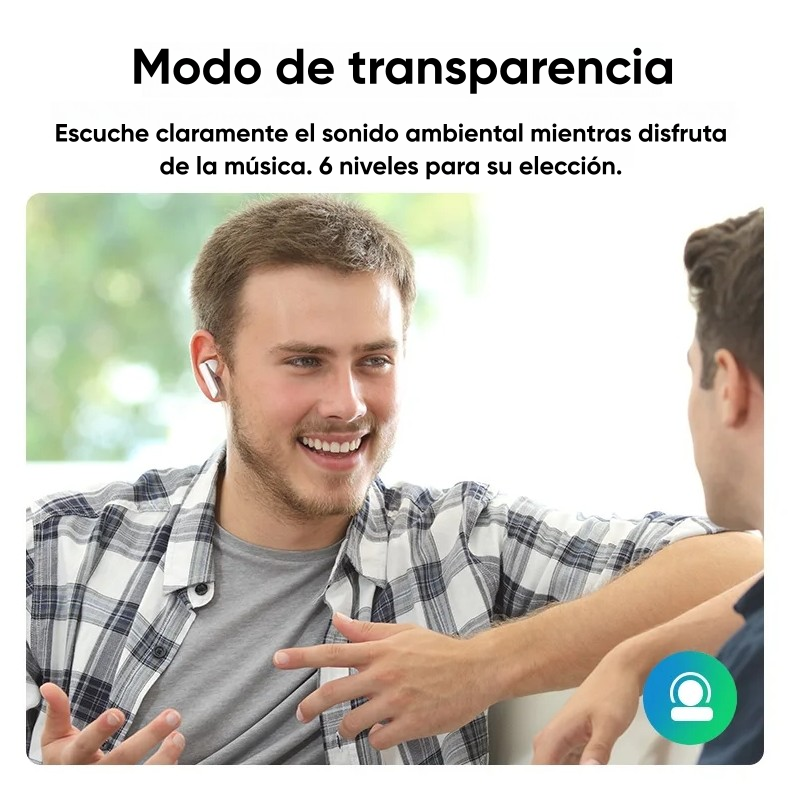 Audífonos QCY HT05 ANC Bluetooth 30h 6 Micros IPX5 Blanco