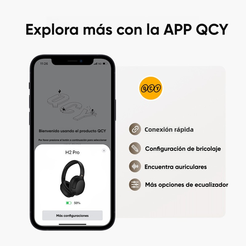 Auriculares Gamer QCY H2 Pro con Bluetooth y ENC Overhead