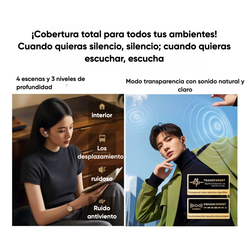 Audífonos QCY HT15 ANC 45dB Bluetooth Adaptativo Bajos Potentes