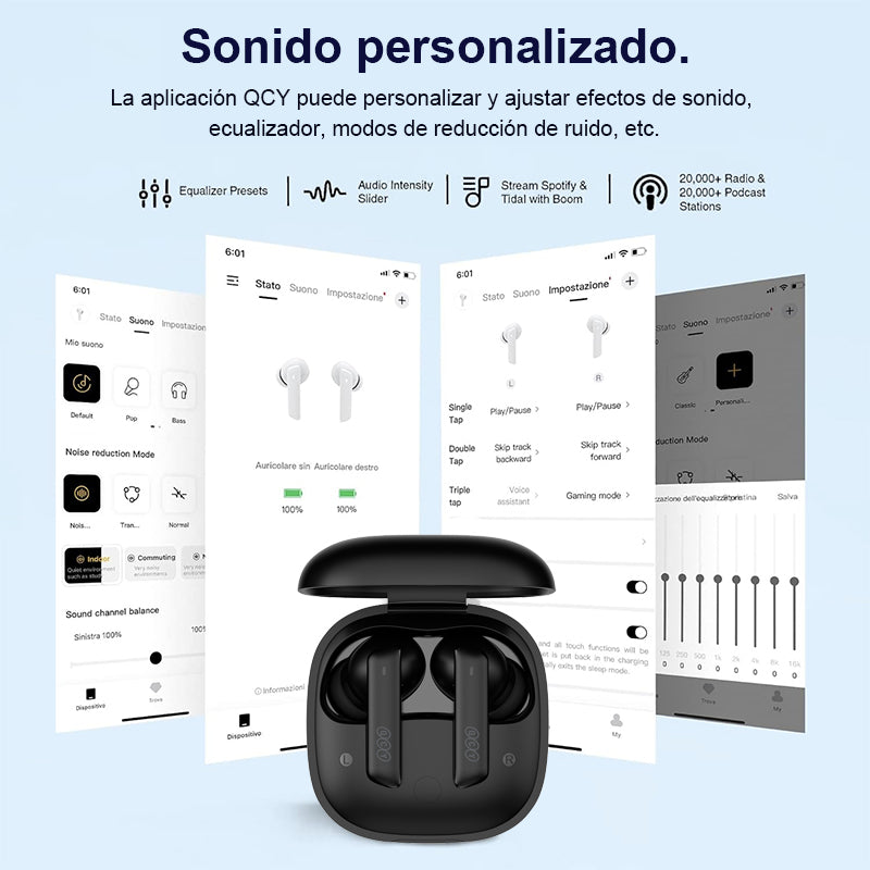 Audífonos QCY HT05 ANC Bluetooth 30h 6 Micros IPX5 Negro