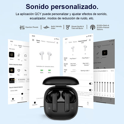 Audífonos QCY HT05 ANC Bluetooth 30h 6 Micros IPX5 Negro