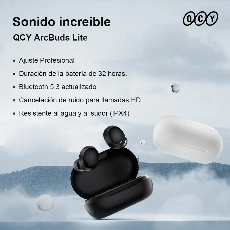 Audífonos QCY T27 Bluetooth 5.3 ENC IPX4 32h Ultra Ligeros Negro