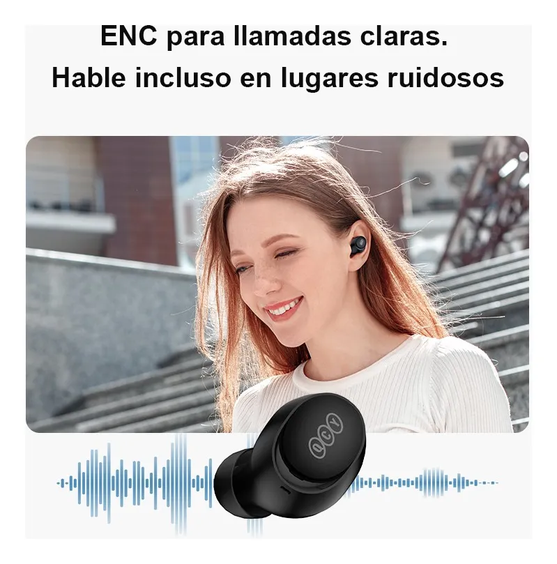 Audífonos QCY T27 Bluetooth 5.3 ENC IPX4 32h Ultra Ligeros Negro