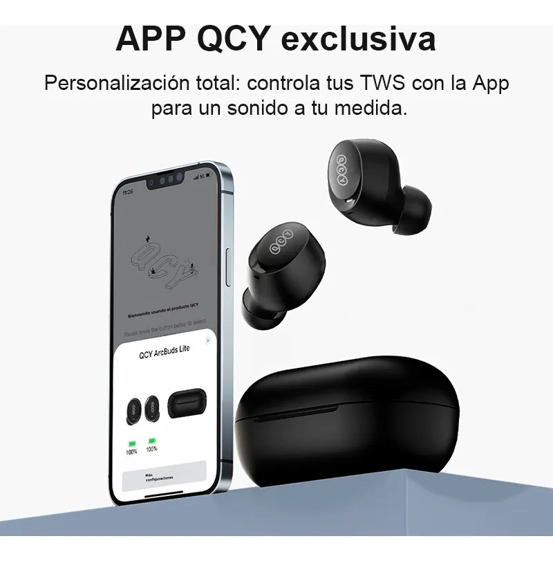 Audífonos QCY T27 Bluetooth 5.3 ENC IPX4 32h Ultra Ligeros Negro