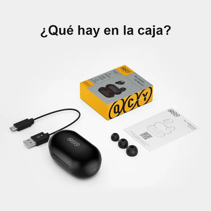 Audífonos QCY T27 Bluetooth 5.3 ENC IPX4 32h Ultra Ligeros Negro
