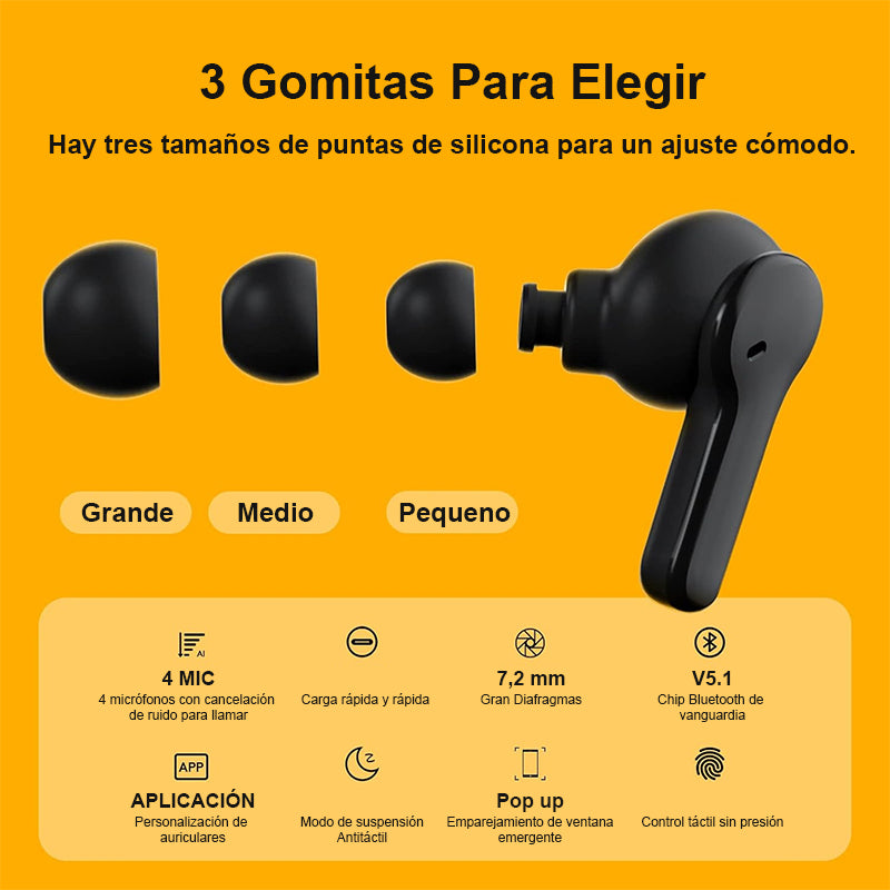 Audífonos QCY T13 ENC In-ear con Bluetooth y 30h uso