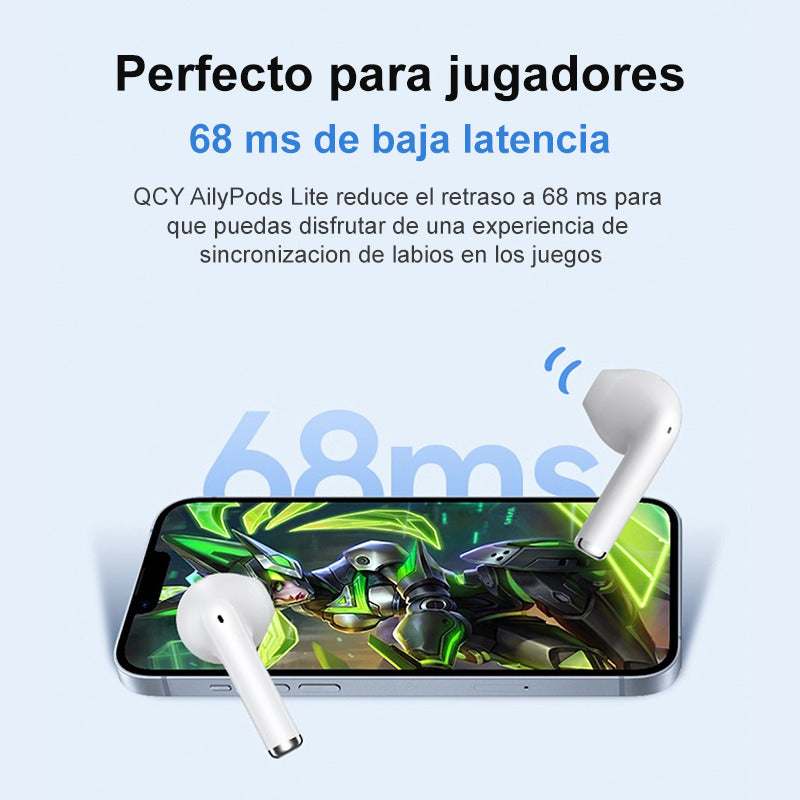Auriculares Inalambricos Qcy T29, Audifonos Bluetooth 5.3, Aptx Adaptive, Enc, 35h De Autonomía, Diseño Ligero, Ipx5, Carga Rápida, Color Blanco