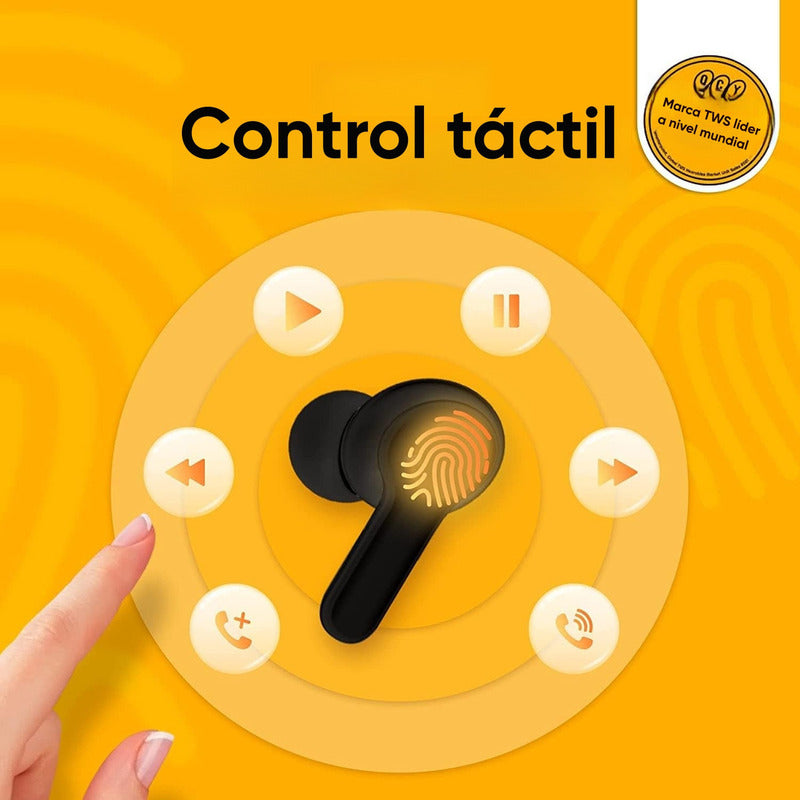 Audífonos In-ear Bluetooth Inalámbrico Qcy T13 Enc Con Manos Libres, 7.2mm Diafragmas, Bluetooth 5.1,bajos Potentes, 30h, 4 Micros Para Cancelación De Ruido, Sonido De Calidad, Color Negro