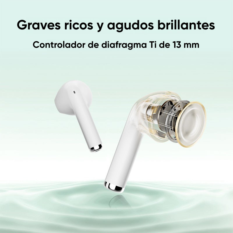Auriculares Inalambricos Qcy T29, Audifonos Bluetooth 5.3, Aptx Adaptive, Enc, 35h De Autonomía, Diseño Ligero, Ipx5, Carga Rápida, Color Blanco
